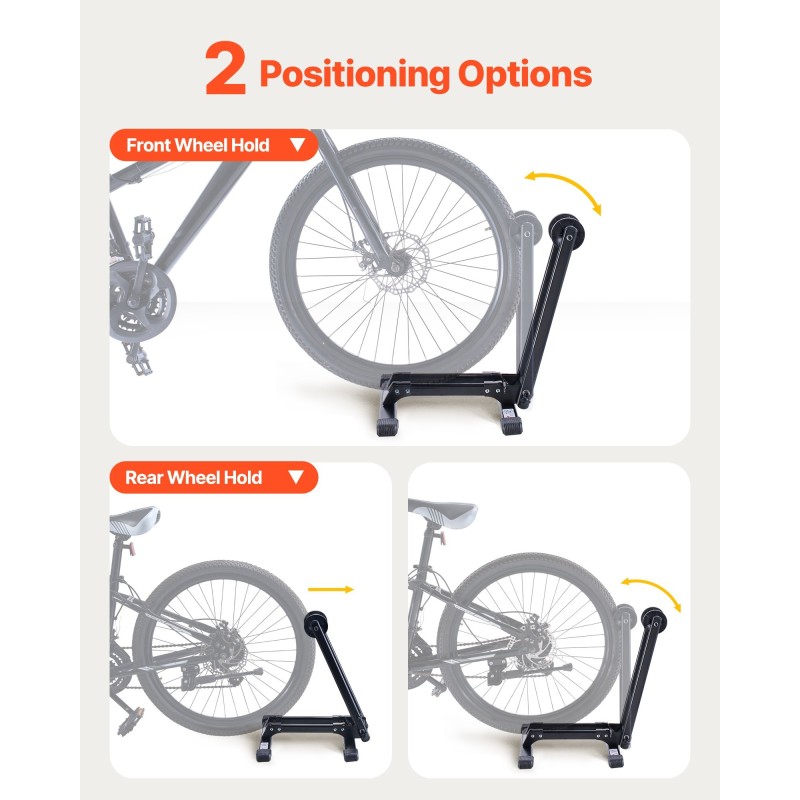 Pyöräteline ruosteenkestävä hiiliteräs sopii 20–29 tuuman pyörille taitettava lattialle musta