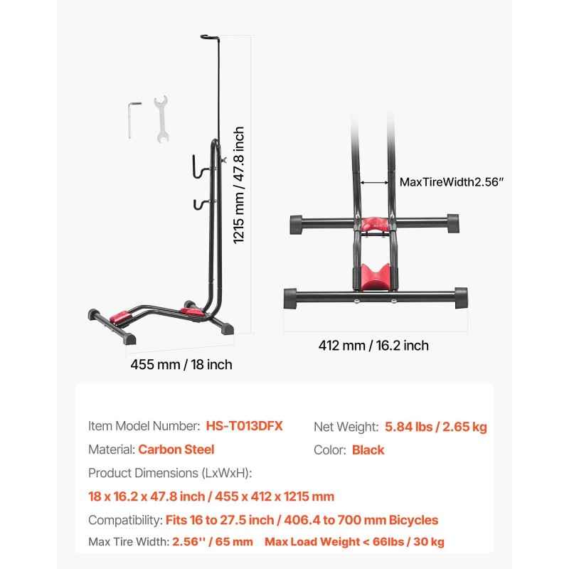 Lattiapyöräteline hiiliteräs 1 kpl musta pysty ja vaaka sopii 16–27,5 tuuman pyörille