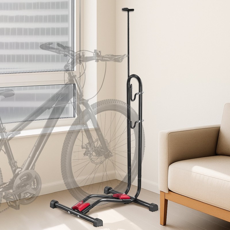 Lattiapyöräteline hiiliteräs 1 kpl musta pysty ja vaaka sopii 16–27,5 tuuman pyörille