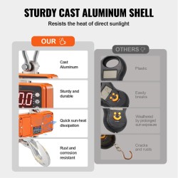 Digitaalinen nosturivaaka valualumiinikuorella 9–1000 kg 0,2 kg tarkkuus LED-näyttö kauko-ohjain