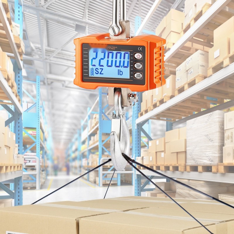 Digitaalinen ripustettava nosturivaaka 1000 kg valualumiinikuori teräskoukku infrapunakaukosäädin 0,2 kg askelväli