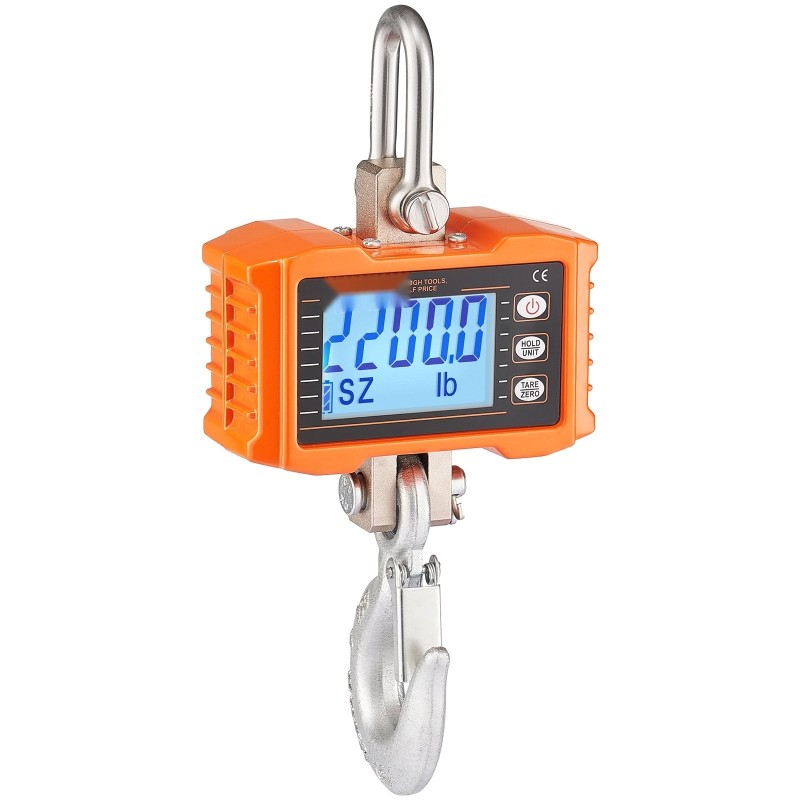 Digitaalinen ripustettava nosturivaaka 1000 kg valualumiinikuori teräskoukku infrapunakaukosäädin 0,2 kg askelväli