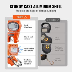 Kompakti digitaalinen ripustettava vaaka 300 kg valualumiinikuori nestekidenäyttö teräskoukut