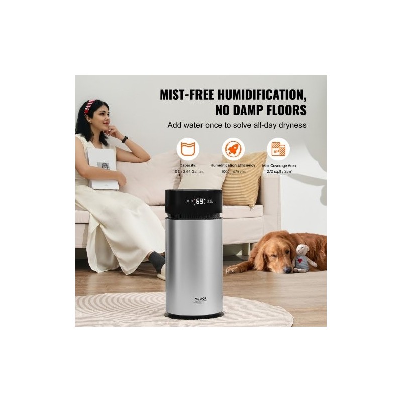 Haihdutuskostutin muovinen 10 litran säiliö suodattimella noin 25 neliömetrin tilaan