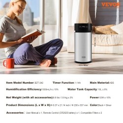 Haihdutuskostutin muovinen 10 litran säiliö suodattimella noin 25 neliömetrin tilaan