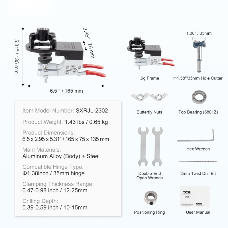 Piilosaranajigi 35 mm alumiinirunko teräs ja kovametalliporausosat kaksoispuristin