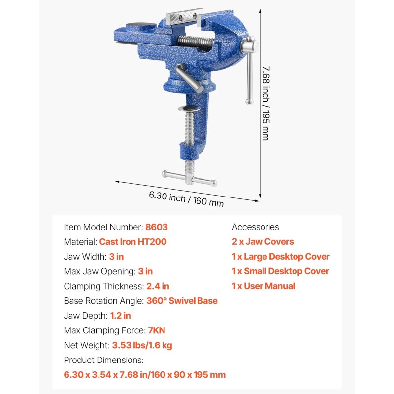 Penkkipuristin kolmen tuuman valurautarunko kääntyvällä jalustalla pikakiinnityksellä puu- ja metallityöstöön