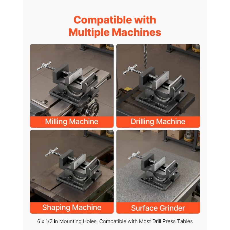 Kallistettava valurautainen porapuristinruuvi 4,25 tuuman leukaleveys 0-90 asteen kulmasäätö