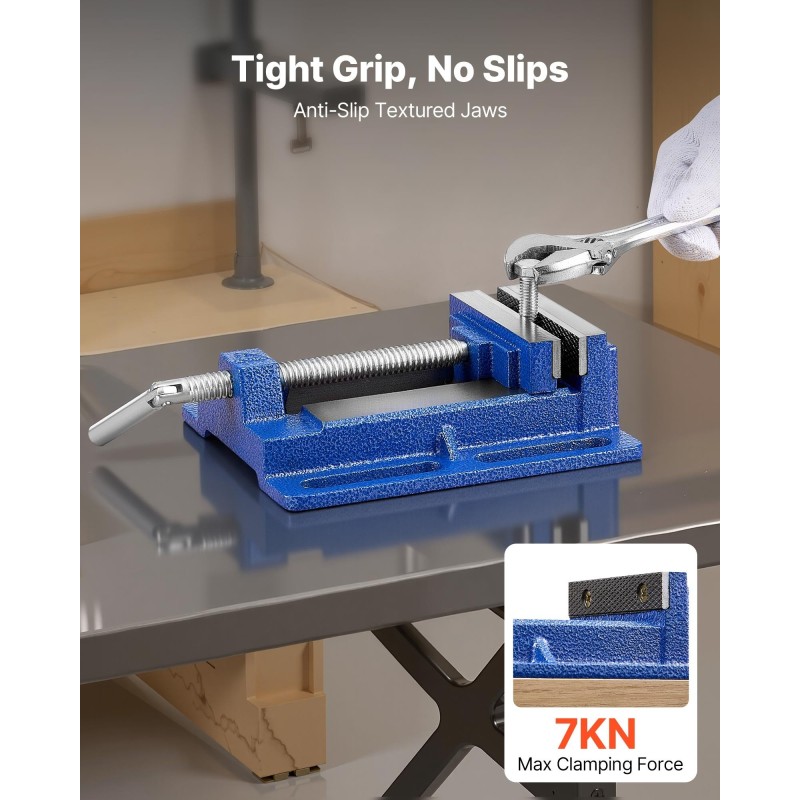 Porapuristimen ruuvipenkki pallografiittivalurautainen 6 tuuman leukaleveys 7 kilonewtonin puristusvoima pitkät kiinnitysurat