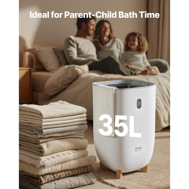 Kylpyhuoneen pyyhkeiden lämmityssäiliö 35 l kapasiteetti ajastimella ja automaattisella virrankatkaisulla