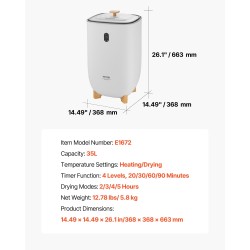 Kylpyhuoneen pyyhkeiden lämmityssäiliö 35 l kapasiteetti ajastimella ja automaattisella virrankatkaisulla