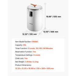 Ämpärimallinen pyyhkeenlämmitin kaksikymmenen litran tilavuus kolmelle pyyhkeelle vuorokauden viiveajastin lapsilukolla