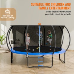 Trampoliini 14FT ulkokäyttöön 200 kg kantavuus suojaverkko ja tikkaat