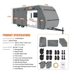 Asuntoauton suojapeite noin 9,8 metrin pituudelle Oxford-kangas vedenpitävä tuulenpitävä