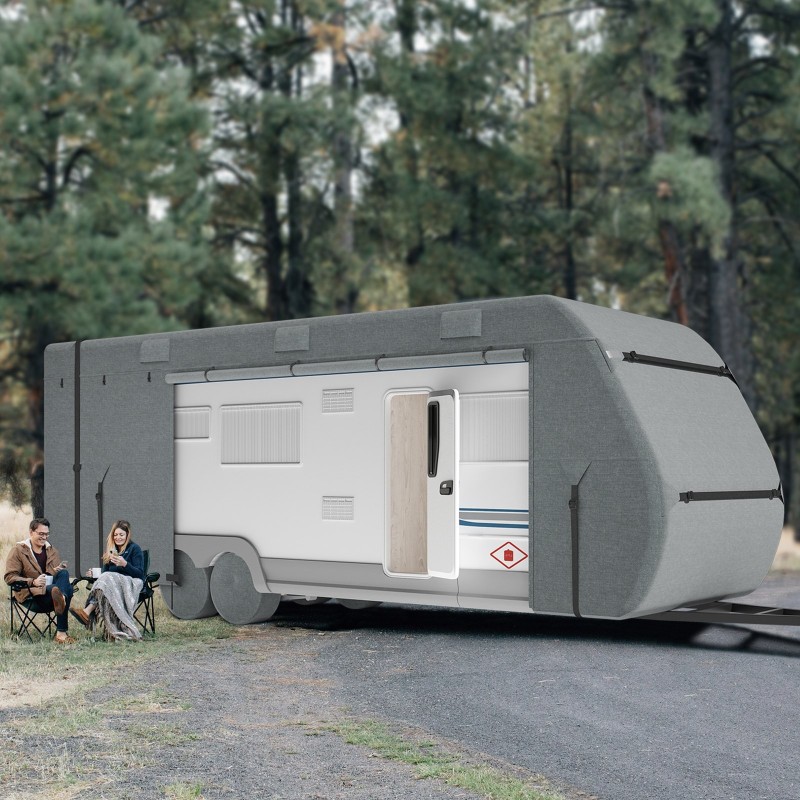 Asuntoauton suojapeite noin 9,8 metrin pituudelle Oxford-kangas vedenpitävä tuulenpitävä