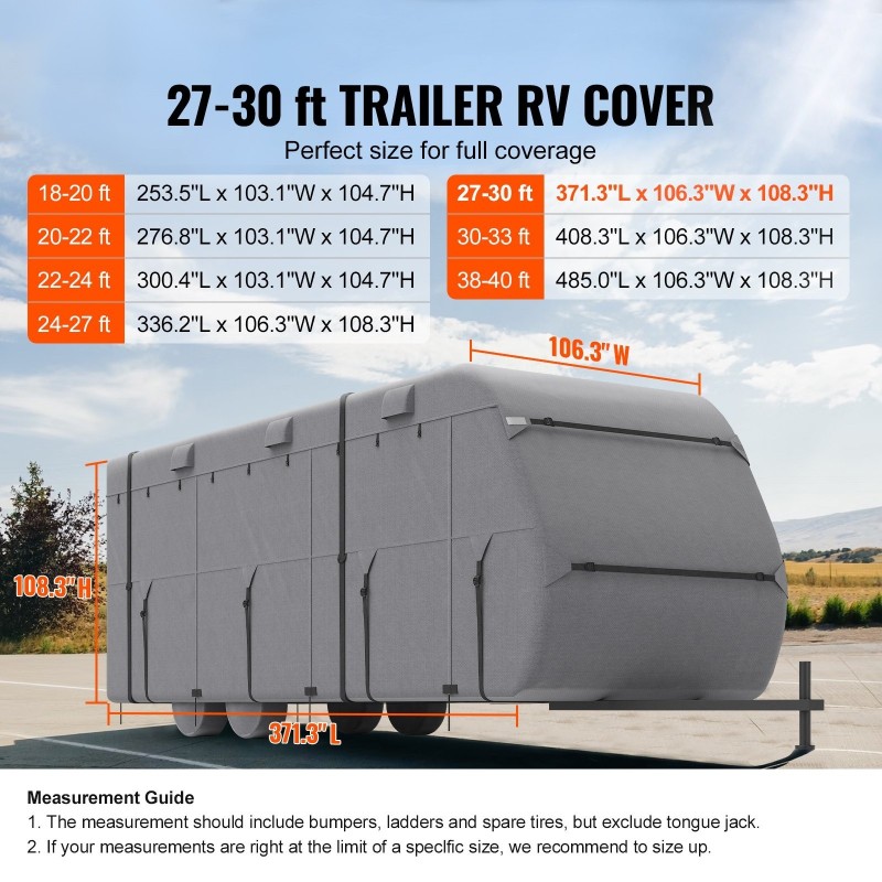 Matkailuauton suojapeite 9,4 metriä 4-kerroksinen yläosa kuitukangas vedenpitävä