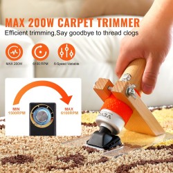 Sähköinen matonleikkuri puukahvalla kuusiportaisella nopeudensäätöllä tuftatuille matoille