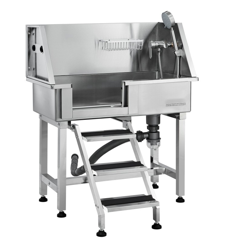 Lemmikkien pesuallas ruostumattomasta teräksestä 34 tuumaa 100 kg kantavuudella säilytyslaatikolla