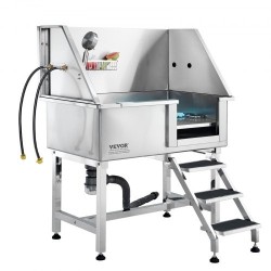 Koiran pesuallas ruostumaton teräs 96,5 cm rampilla liukumaton ritiläpohja 100 kg kantavuus