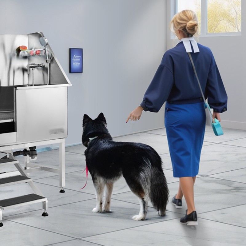 Lemmikkien kylpyallas ruostumatonta terästä 96,5 senttimetriä ramppi säilytyslaatikko ritilälattia 100 kilogrammaa