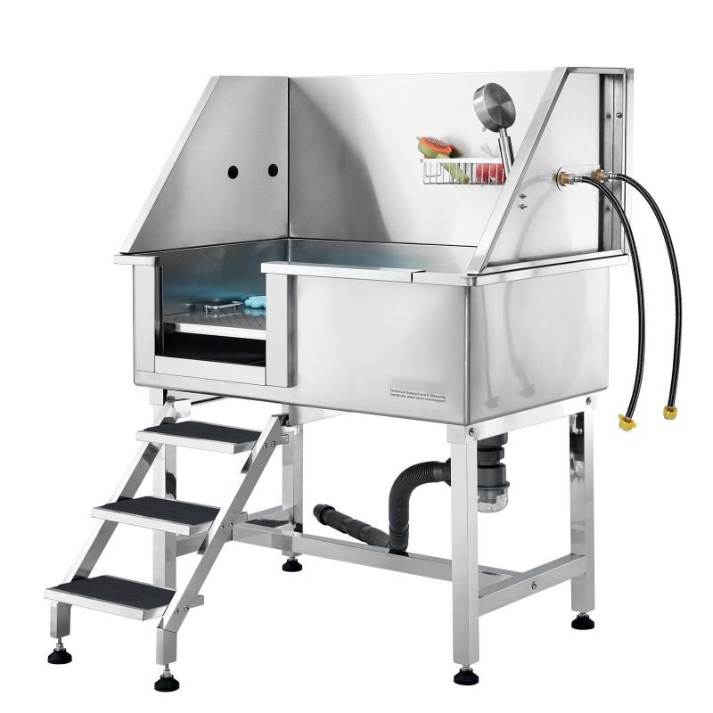 Lemmikkien kylpyallas ruostumatonta terästä 96,5 senttimetriä ramppi säilytyslaatikko ritilälattia 100 kilogrammaa