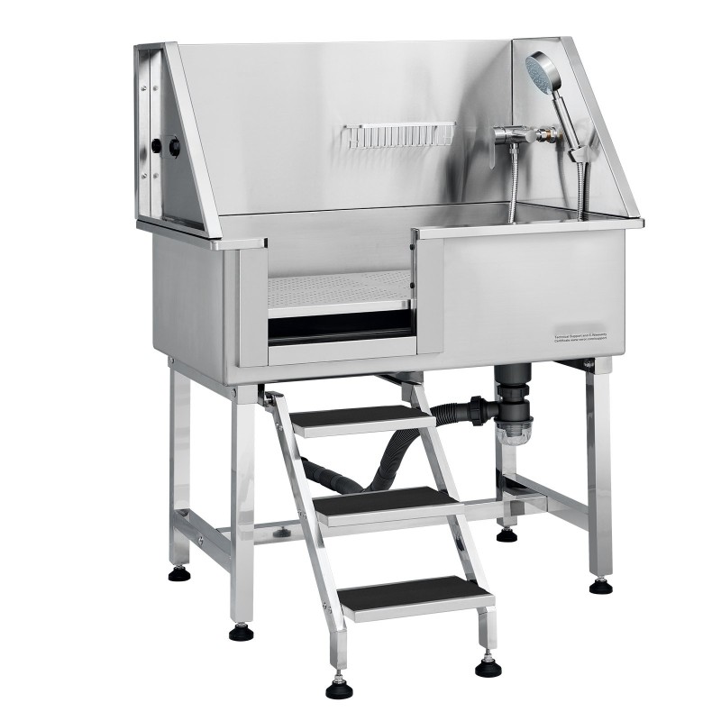 Lemmikkien kylpyallas ruostumatonta terästä 96,5 senttimetriä ramppi säilytyslaatikko ritilälattia 100 kilogrammaa