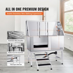 Koirankylpyallas sähköisesti säädettävä 304 ruostumaton teräs 1270 mm 150 kg vasen ovi