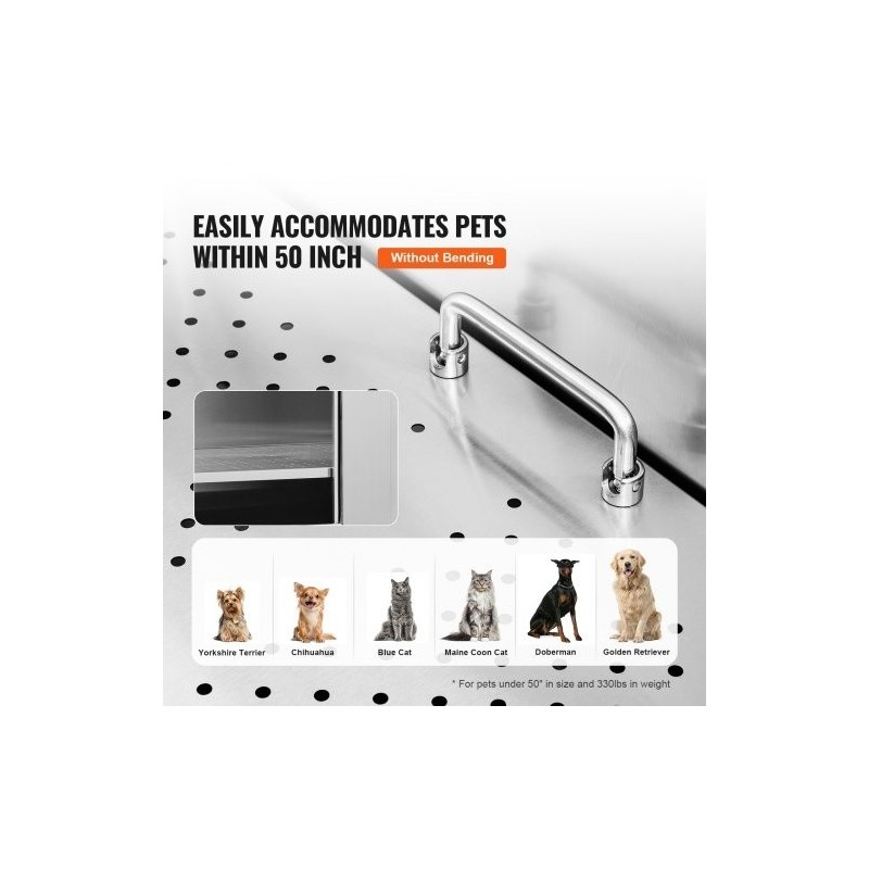 Koirankylpyallas sähköisesti säädettävä 304 ruostumaton teräs 1270 mm 150 kg vasen ovi