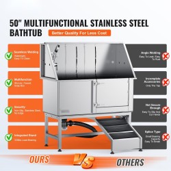 Koiran kylpyallas ruostumatonta terästä 127 senttimetriä sähkösäädettävä ramppi 150 kilogramman kantavuus