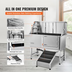 Koiran kylpyallas ruostumatonta terästä 127 senttimetriä sähkösäädettävä ramppi 150 kilogramman kantavuus