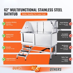 Lemmikkien pesuamme ruostumaton teräs 1575 mm 200 kg portaat luistamaton matto varustepaketti