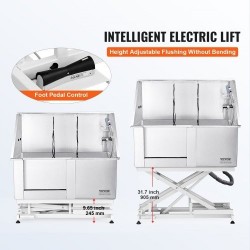Koiran pesuallas ruostumaton teräs 1270 mm sähkökorkeussäädettävä 150 kg vasen ovi