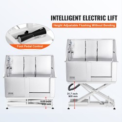 Lemmikkien ruostumaton teräskylpyallas 1270 mm sähkökorkeussäädöllä 150 kg