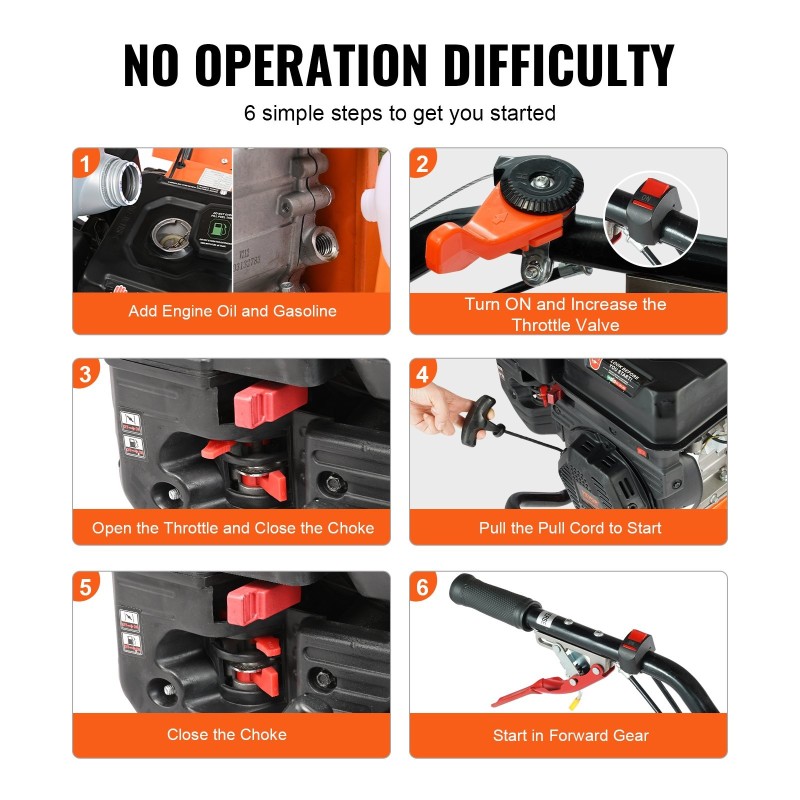 Bensiinikäyttöinen maanmuokkaaja 212 cc 4-tahtimoottori 490 mm leveys 4 säädettävät terät
