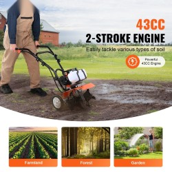 Bensiinikäyttöinen puutarhajyrsin 43 cm3 2-tahti 4 säädettävää terästä 300 mm puutarhaan