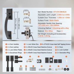Ovikahvasarja kaksiosaisille oville mattamusta messinki- ja sinkkiseos käännettävä avainlukolla