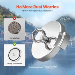 Magneettikalastussarja N35 neodyymimagneetti 590 kg vetovoima 20 m köysi sisältää tartuntakoukun