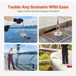 Magneettikalastussarja N35-neodyymimagneetilla 1700 LBS/771 kg vetovoimalla köysi haka hanskat silmukkapultti