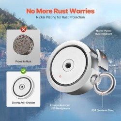 Magneettikalastuspakkaus N35-neodyymimagneetti 454 kg vetovoima kaksipuolinen sisältää köyden haavin käsineet ja silmukkapultin