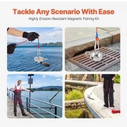 Magneettikalastuspakkaus N35-neodyymimagneetti 454 kg vetovoima kaksipuolinen sisältää köyden haavin käsineet ja silmukkapultin