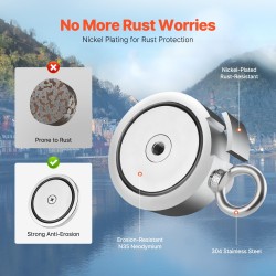 Magneettikalastussarja neodyymimagneetilla 907 kg vetovoima kaksipuolinen sisältää koukun ja hanskat