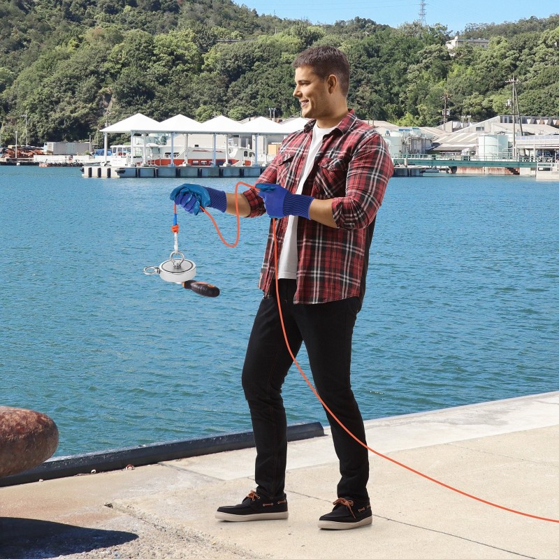 Magneettikalastussarja neodyymimagneetilla 907 kg vetovoima kaksipuolinen sisältää koukun ja hanskat