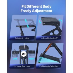 Säädettävä kokoontaitettava ratinteline Q235A-hiiliteräs musta yhteensopiva Logitech Thrustmaster Fanatec säädettävällä