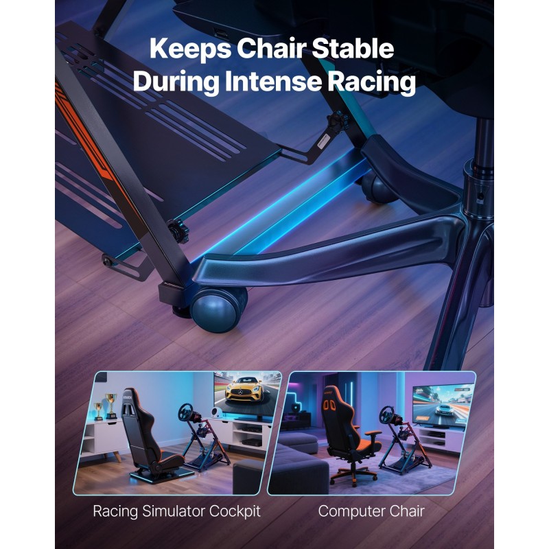 Säädettävä kokoontaitettava ratinteline Q235A-hiiliteräs musta yhteensopiva Logitech Thrustmaster Fanatec säädettävällä