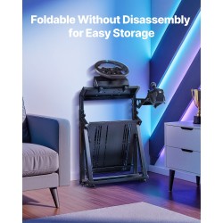 Säädettävä kokoontaitettava ratinteline Q235A-hiiliteräs musta yhteensopiva Logitech Thrustmaster Fanatec säädettävällä