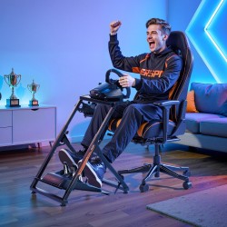 Säädettävä kokoontaitettava ratinteline Q235A-hiiliteräs musta yhteensopiva Logitech Thrustmaster Fanatec säädettävällä