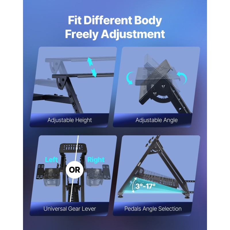Ratin teline hiiliteräksinen säädettävä taittuva ajosimulaattoreille yhteensopiva
