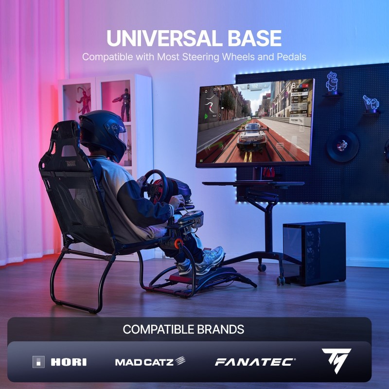 Rattiteline ajosimulaattoriin hiiliteräsrunko säädettävä taittuva poljinteline vaihdeteline