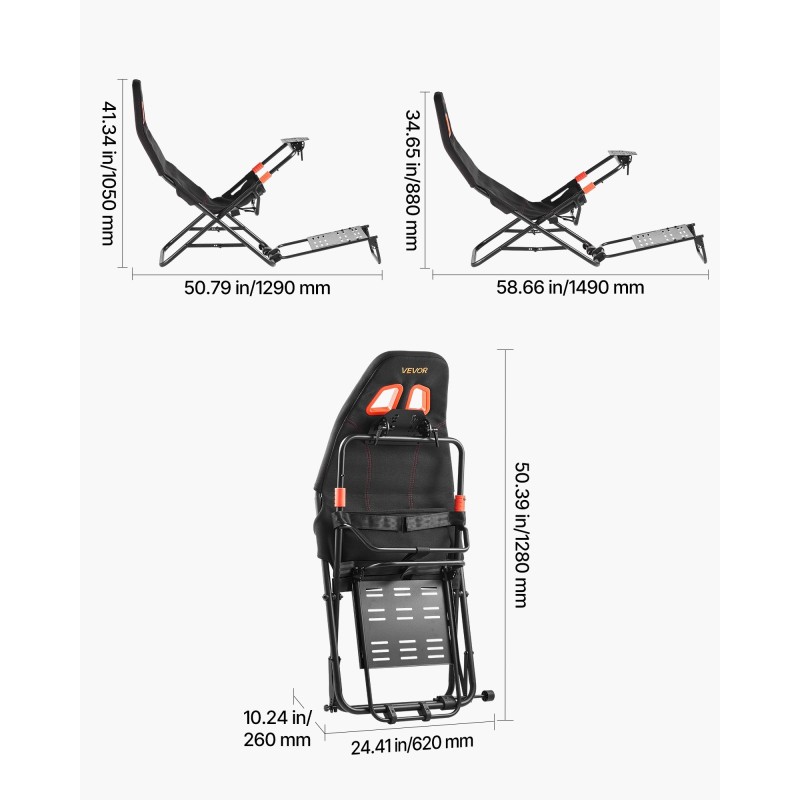 Rattiteline ajosimulaattorille Q235A-teräs säädettävä taitettava 470 mm istuinleveys