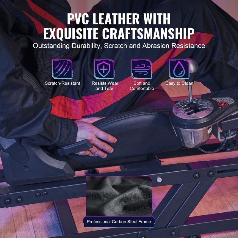 Rattiteline ajosimulaattoriin hiiliteräsrunko säädettävä korkeus ja poljinlevyn kulma kangasistuin